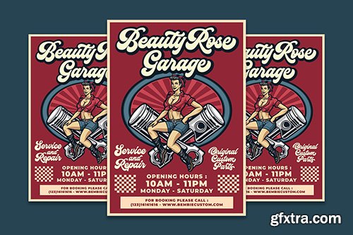 Beauty Rose Garage Flyer Template
