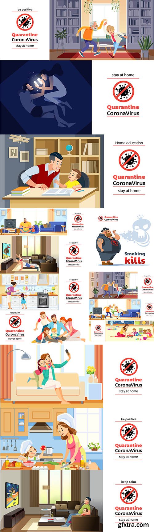 Coronavirus Quarantine Motivational Poster Positive Stay Home Collection