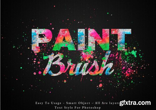 Paint brush colors text style effect Premium Psd