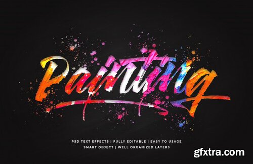 Painting 3d text style effect template Premium Psd