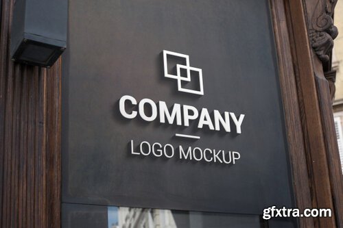 3d logo mockup on dark outer surface. branding, logo design promotion Premium Psd