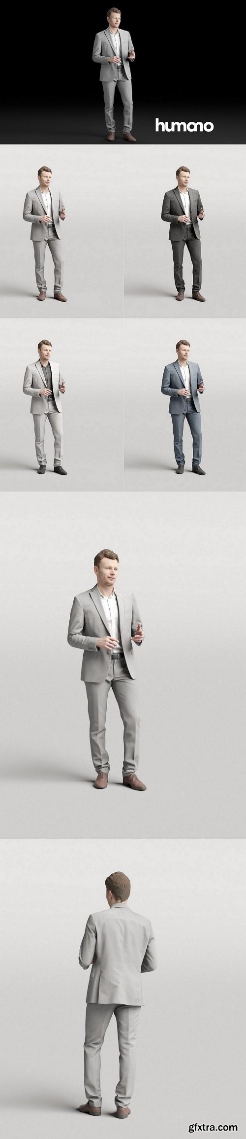 Elegant man in suit standing and talking 0313 3D model