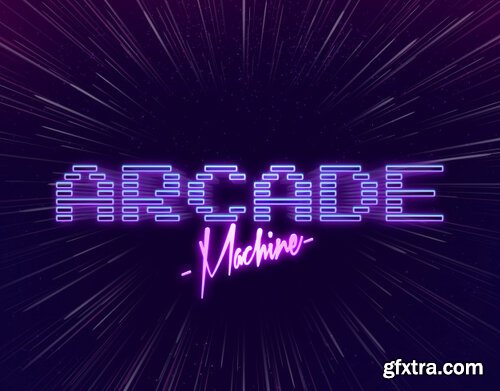Arcade machine text effects template psd layer style Premium Psd