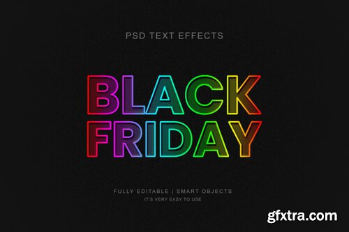Black friday banner and photoshop neon text effect Premium Psd