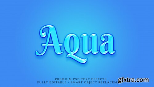 Blue aqua 3d text style effect psd Premium Psd