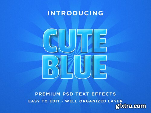 Cute blue - 3d text style font effect psd templates Premium Psd