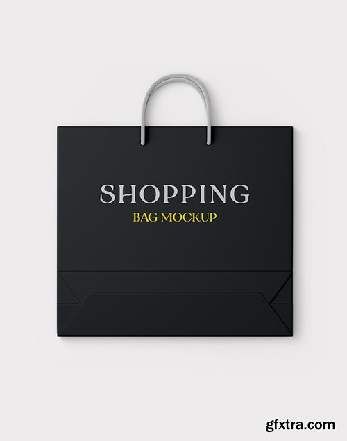 Realistic Black Shopping Bag on White Background Mockup 334547390