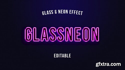 Glass neon font text template Premium Psd