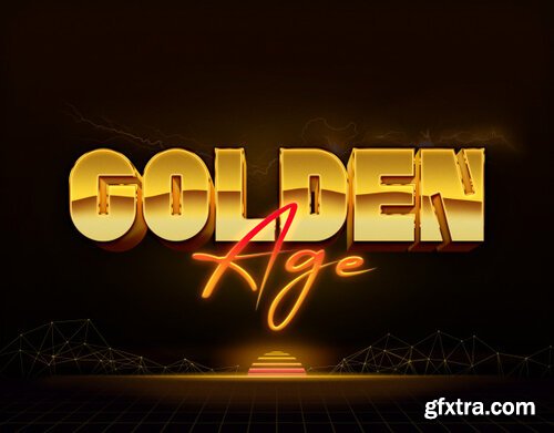 Golden age text effects template psd layer style Premium Psd