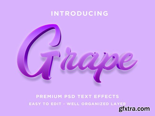 Grape 3d text style effect premium psd Premium Psd