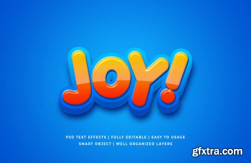 Joy cartoon 3d text style effect Premium Psd