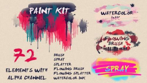 Videohive - Paint Kit: Watercolor Ink, Brush, Splatter, Spray - 22450994