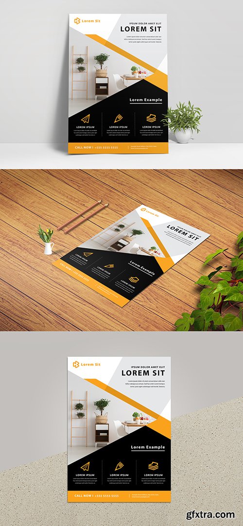 Business Flyer Layout with Orange Concept 334507009