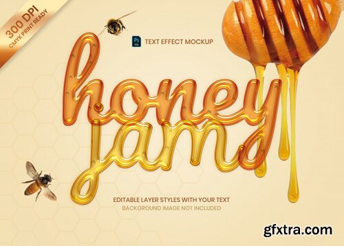 Liquid honey jam text effect print template Premium Psd