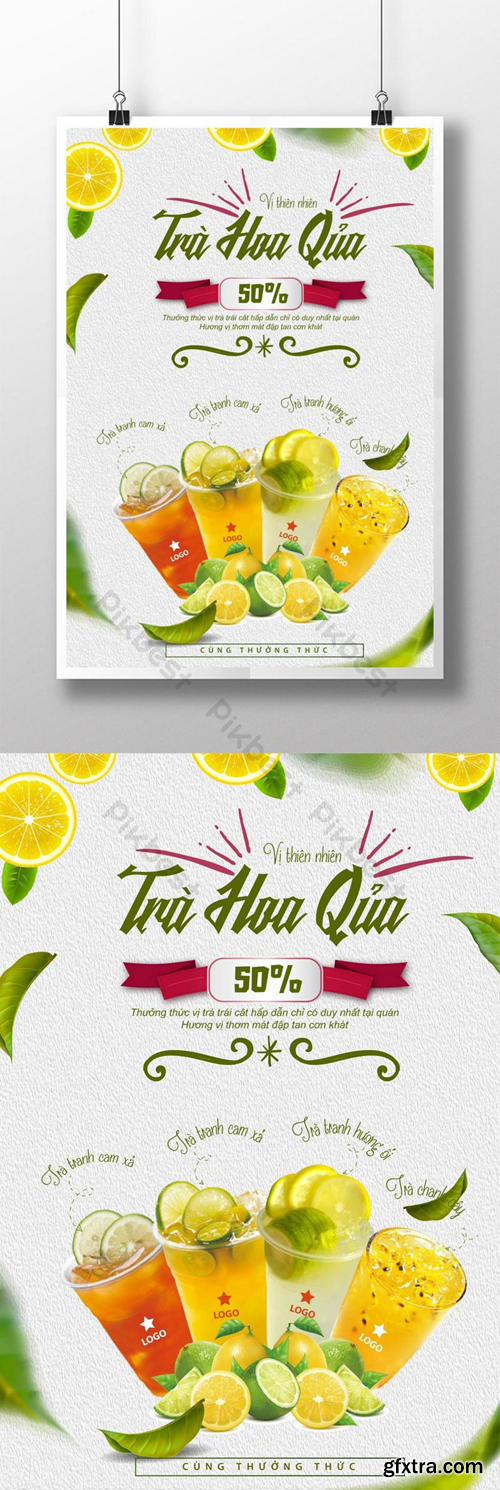 lemon tea summer cooling poster fruit tea drinks discount summer offers Template AI