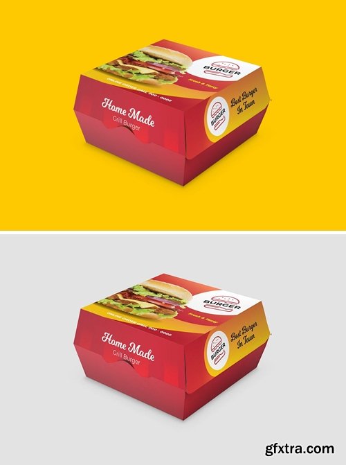 Burger Box Container Carton Design With Dieline