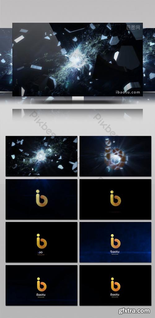 PikBest - Energy explosion three-dimensional fragment aggregation logo animation AE template - 601203