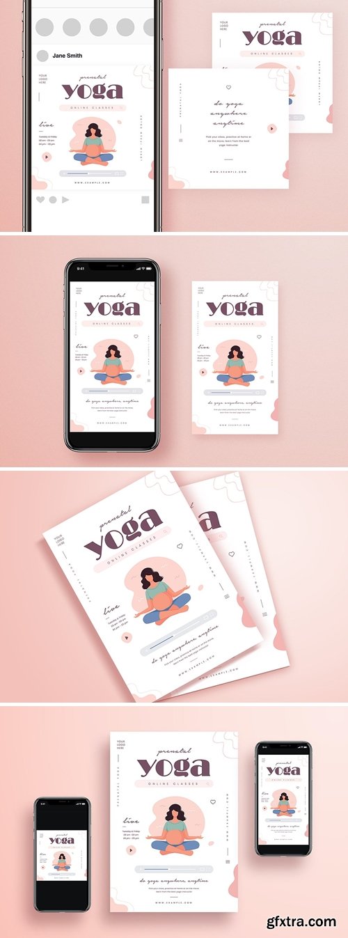 Prenatal Yoga Online Class Flyer + Social Media