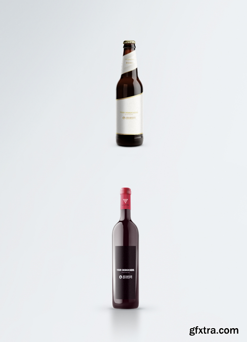red wine bottle packaging mockup