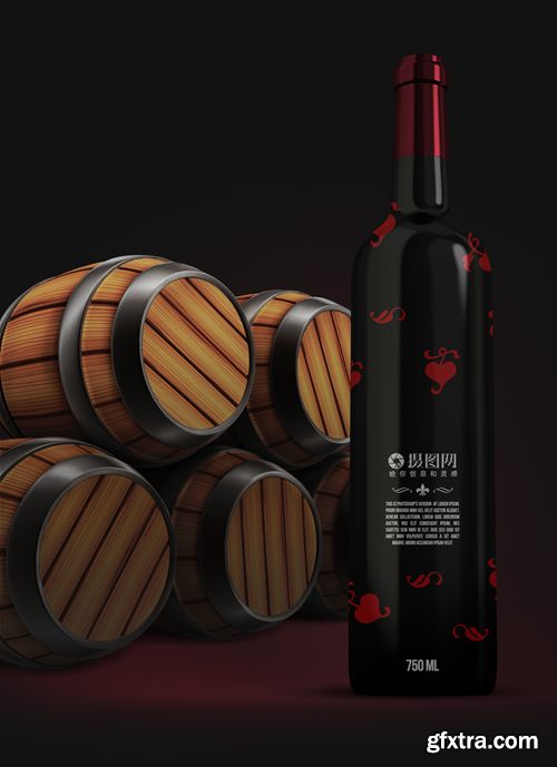 packaging design of red wine bottle