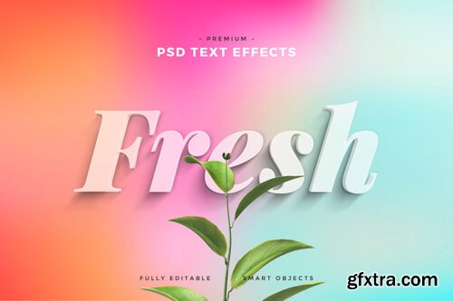 Fresh leaves text effect mockup Premium Psd
