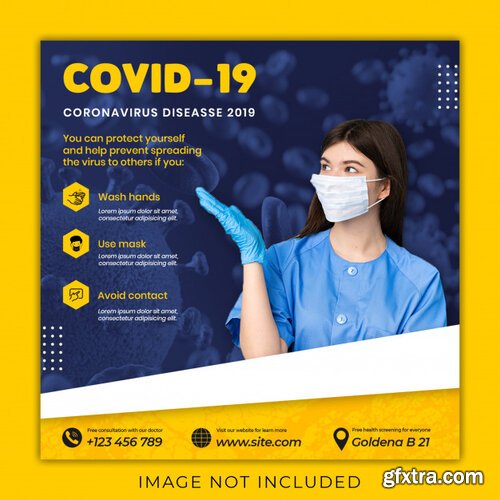 Medical health banner about coronavirus, social media instagram post banner template Premium Psd