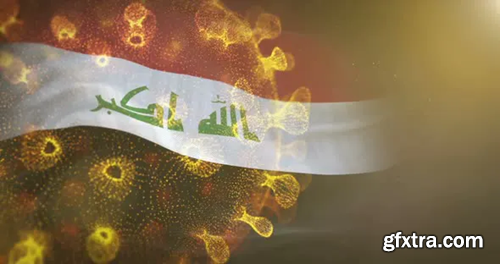 Videohive Iraq Flag With Corona Virus Bacteria 25996557
