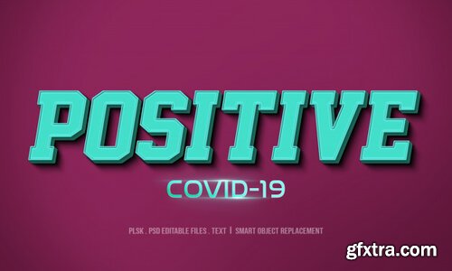 Positive covid-19 3d text style effect mockup Premium Psd