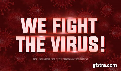 We fight the virus! 3d text style effect mockup Premium Psd