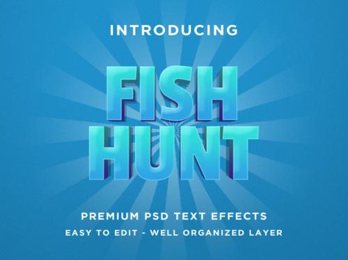 Fish Hunt - 3d Text Effect Premium PSD