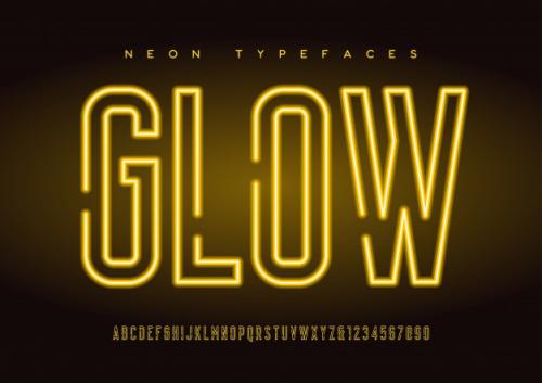 Glowing Vector Linear Neon Typefaces, Alphabet, Letters, Font, T Premium PSD