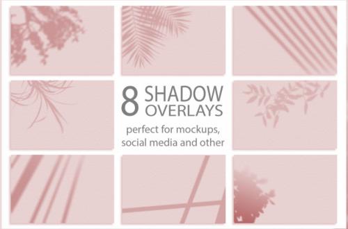 Shadows Mockup. Summer Background Of Shadows Branch Leaves. For Overlaying A Photo Or Mockup. Set 8 Shadows Premium PSD