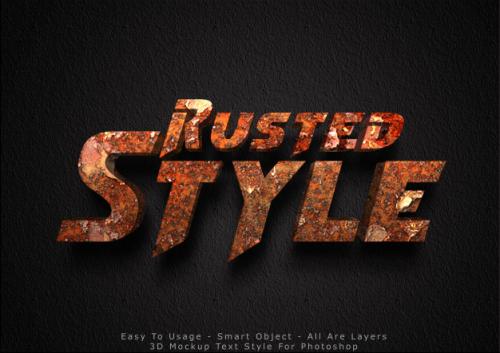 3d Rusted Mockup Text Style Effect Premium PSD