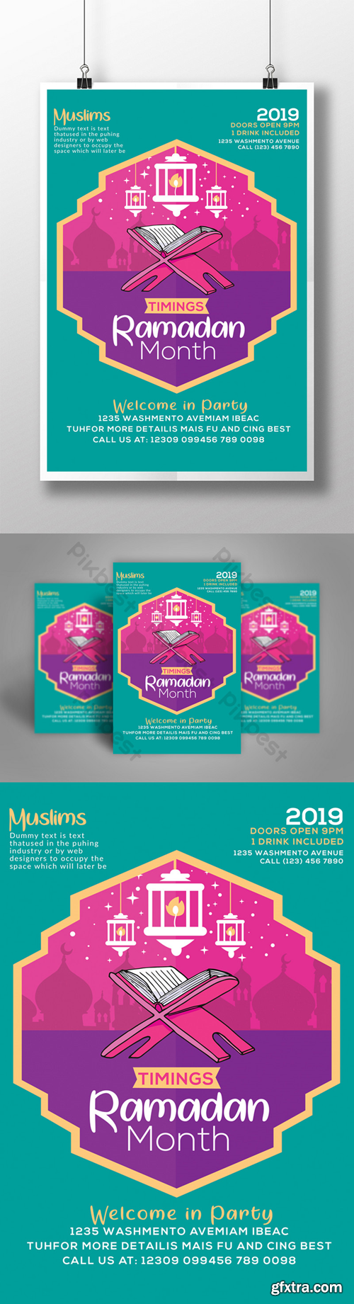 Learn Quran Ramadan Flyer Template Template PSD