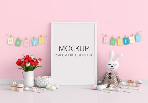 Blank Photo Frame For Mockup, Easter Concept Premium PSD