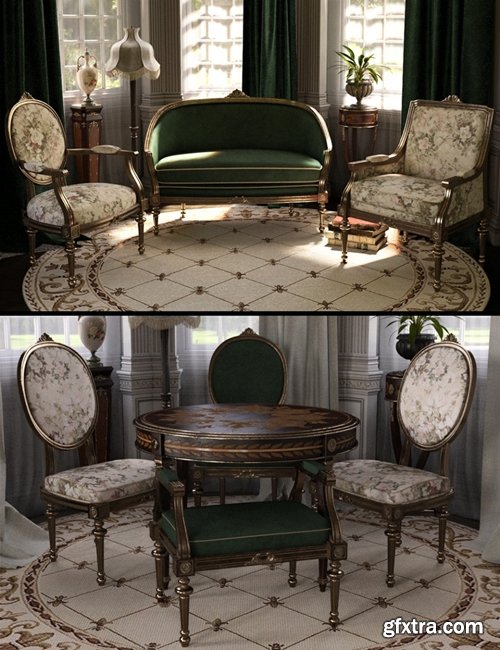 Daz3D - Reupholstered for Vintage Furniture Iray