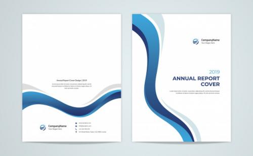Blue Annual Report Cover And Back Premium PSD