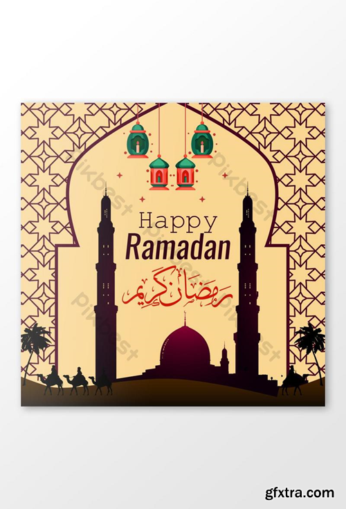 Happy Ramadan Kareem Celebration Social Media Post Template PSD