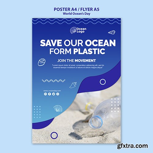 World oceans day poster template concept