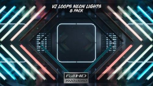 Videohive - VJ Loops Neon Lights Ver.1 - 8 Pack - 21912838