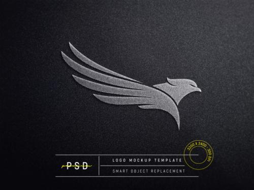 Embossed Logo Mockup On Black Fabric Premium PSD