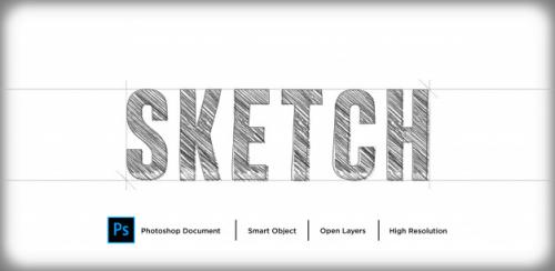Pencil Sketch Text Effect Design Premium PSD