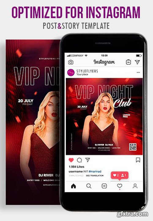 VIP Night Club V1604 2020 PSD Instagram Post and Story Template