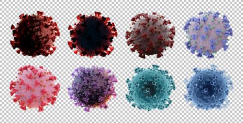 Collection Of Cut Out Coronavirus Covid-19 Disease Close-up Premium PSD