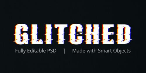 Glitched Text Style Effect Premium PSD