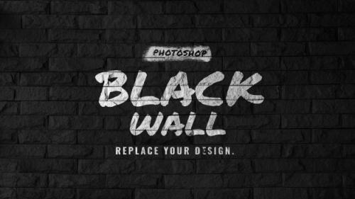 Logo Mockup On Black Brick Wall Premium PSD