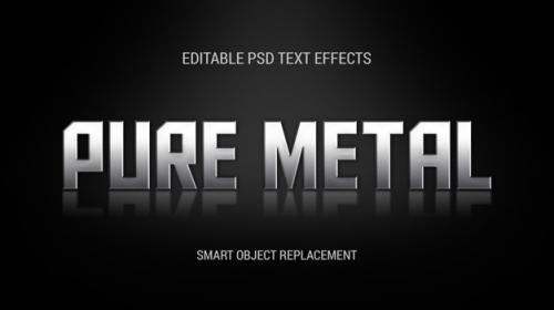 Standing Metal Text Effect With Reflection Premium PSD