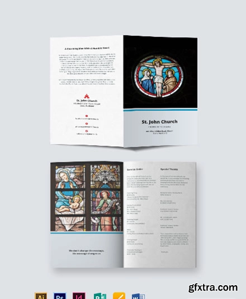 Catholic Funeral Mass Bi-Fold Brochure Template