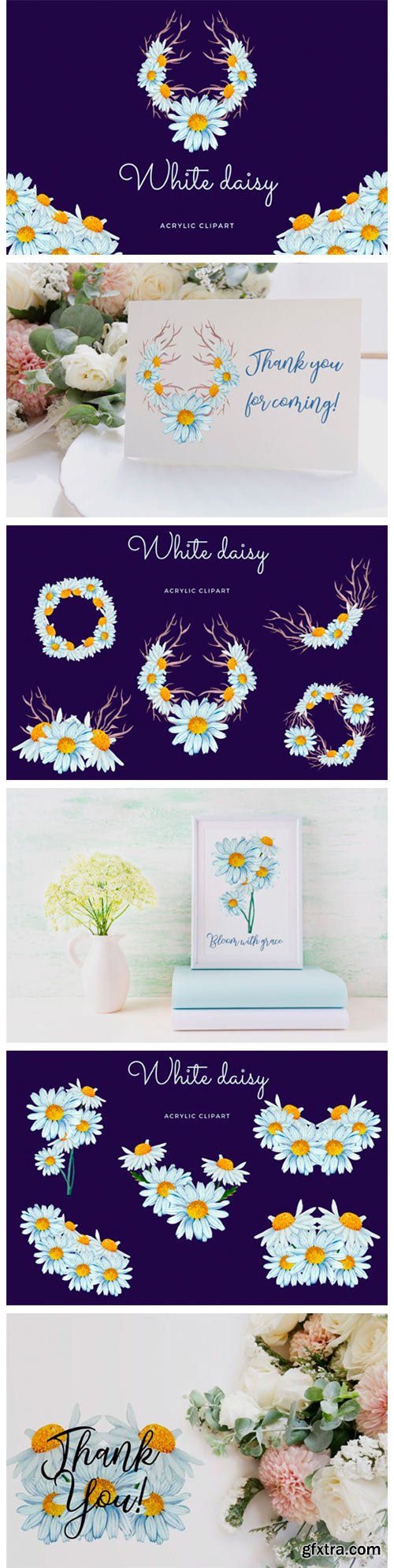 Set of 10 Acrylic Daisy Bouquets 3916400