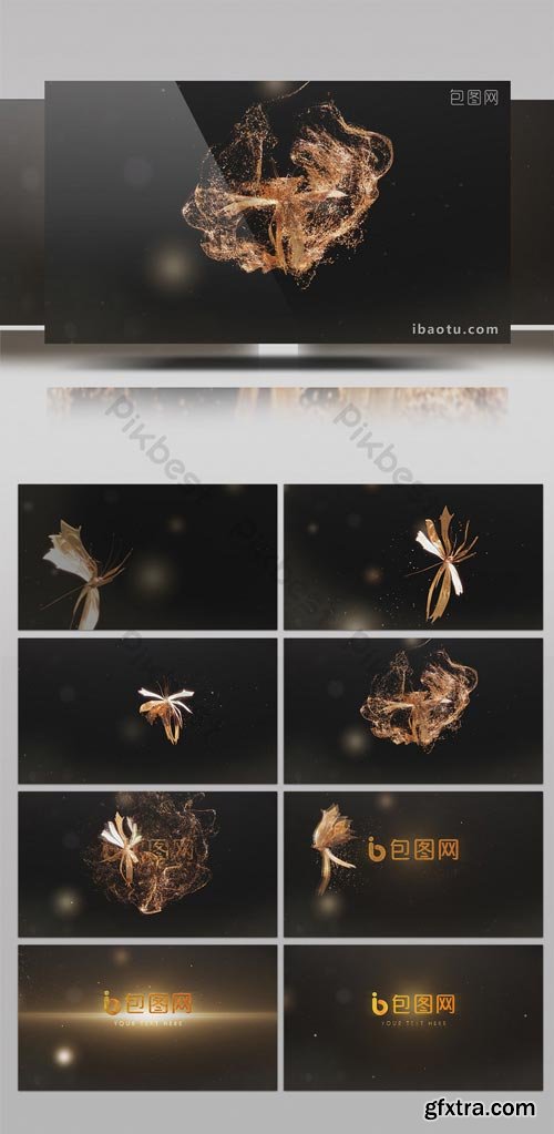 PikBest - 4K gold butterfly particle LOGO interpretation film head AE template - 1236474
